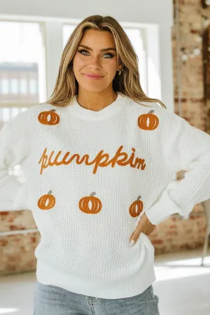 SALE - Crochet Pumpkin Drop Shoulder Sweater | S-XL