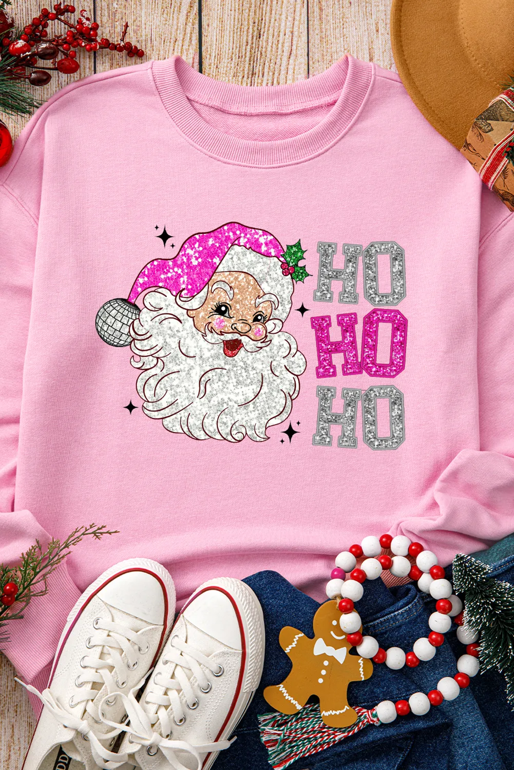 Santa Claus "HO, HO, HO." Christmas Graphic Sweatshirt