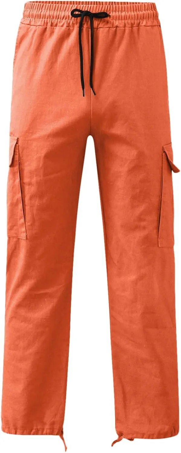 Vickyleb Men's Cargo Pants Casual Athletic Hiking Pants Joggers Loose Fit Cotton Straight Workout Sweatpants for Men