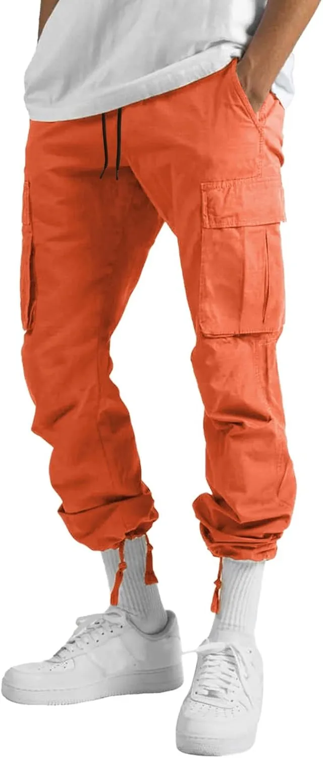 Vickyleb Men's Cargo Pants Casual Athletic Hiking Pants Joggers Loose Fit Cotton Straight Workout Sweatpants for Men
