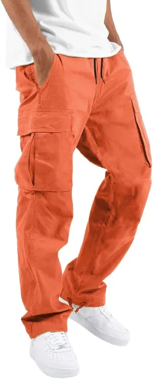 Vickyleb Men's Cargo Pants Casual Athletic Hiking Pants Joggers Loose Fit Cotton Straight Workout Sweatpants for Men