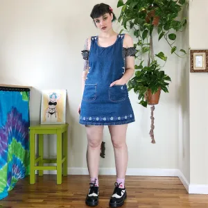Vintage Denim Jumper Dress - L