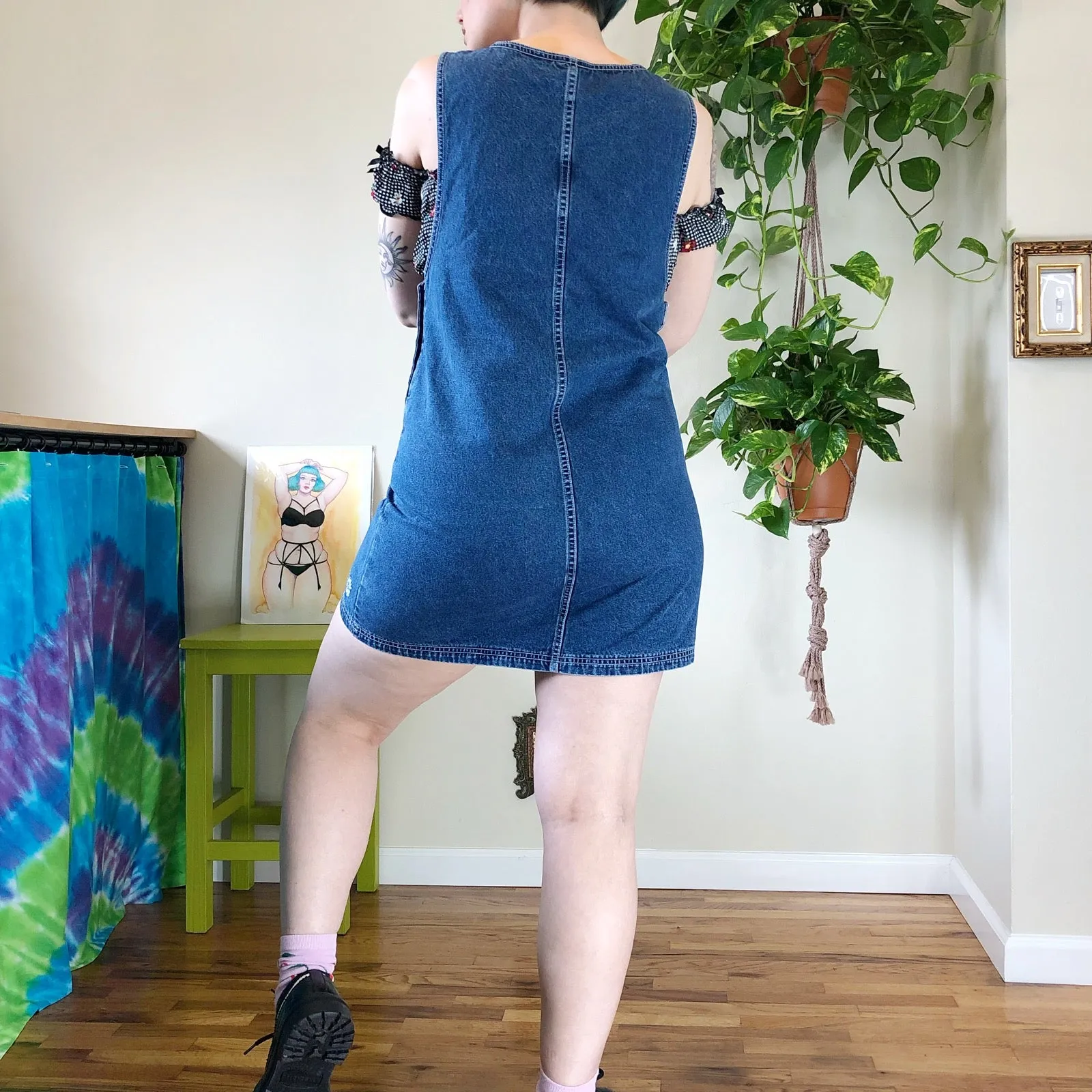 Vintage Denim Jumper Dress - L