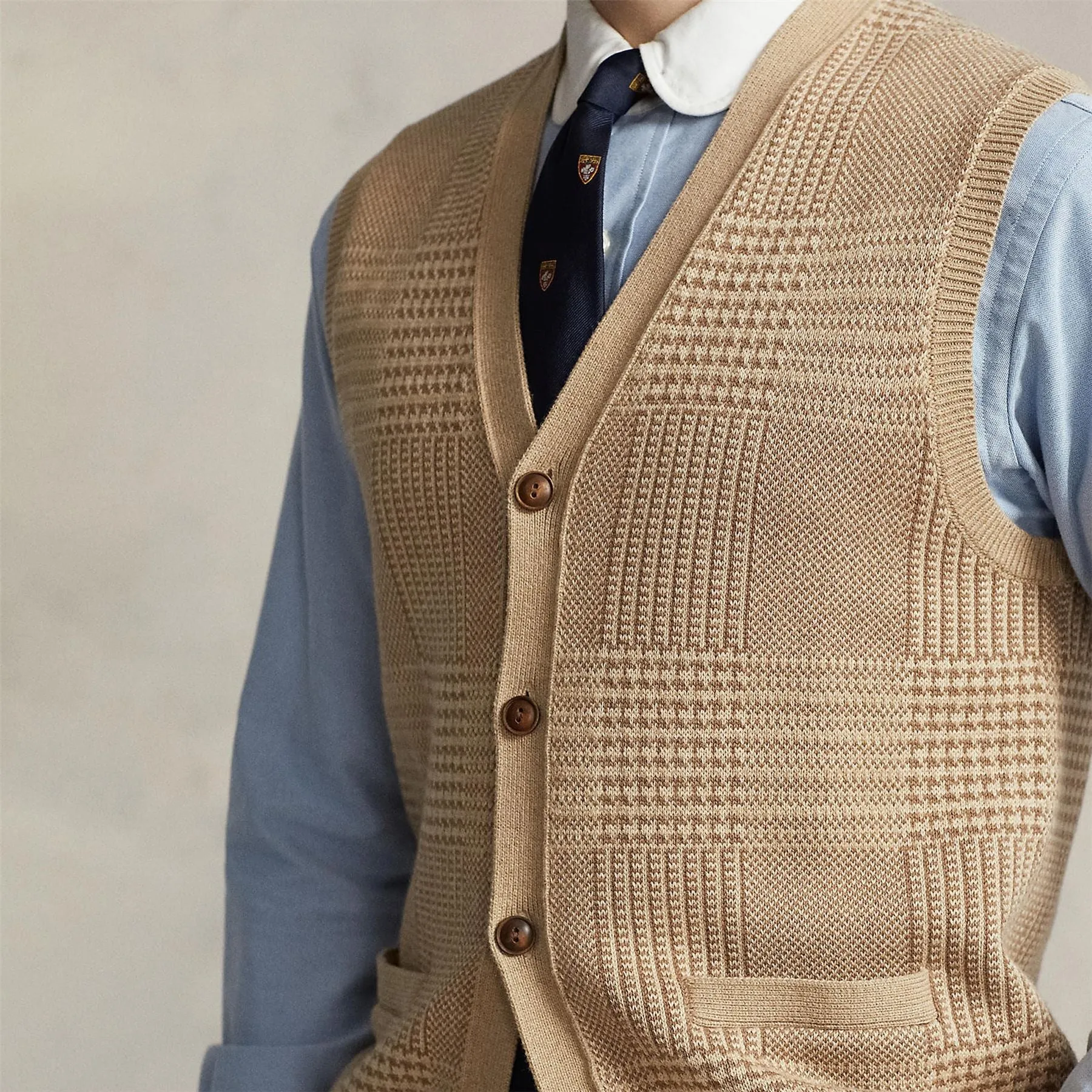 x TRENDYGOLF Cotton Blend Vest Tan Multi - SS24